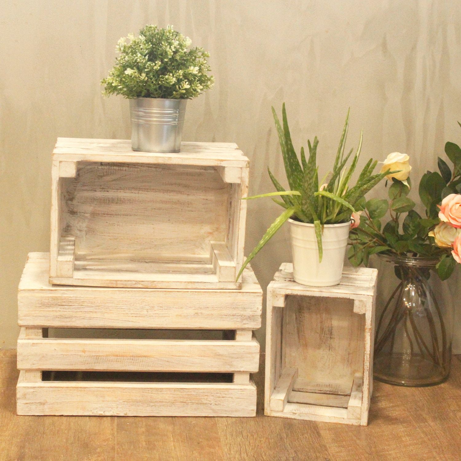 Fruit Box set of 3 - Whitewash