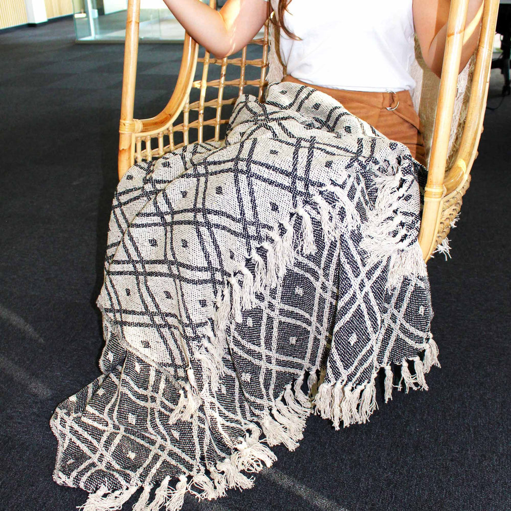 Boho Comfort Throws - Black & Biege Regency