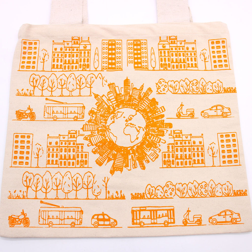 Big Cotton Shopping Bag - 38x42cm - City Life - 10oz