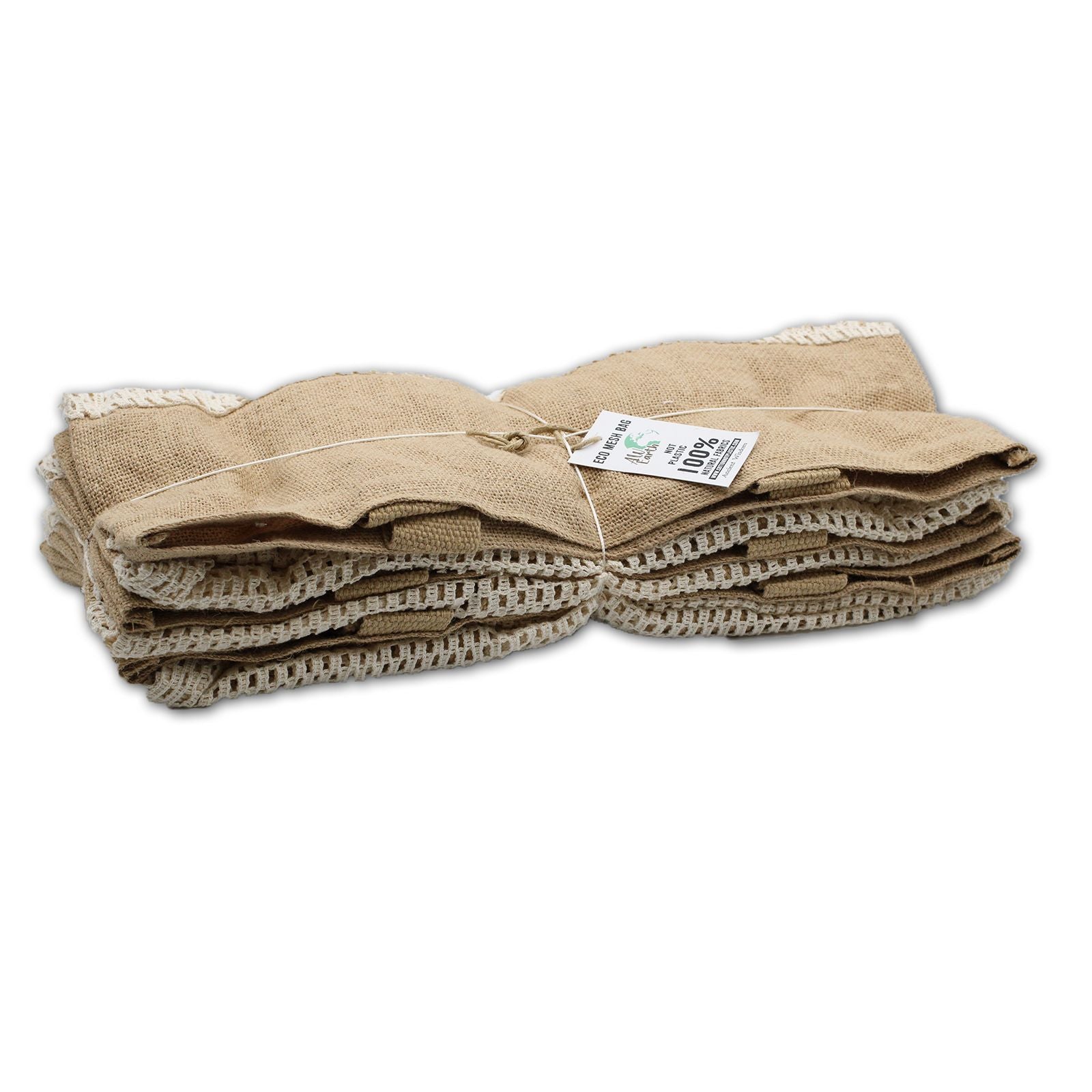 Pure Soft Jute and Cotton Mesh Bag - Natural