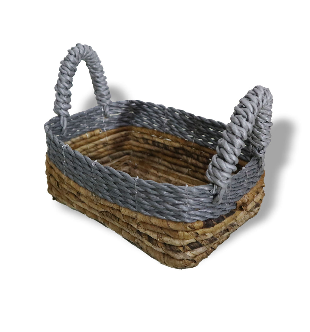 Banana Leaf & Abu-Abu Raffia Square Basket- Set of 3