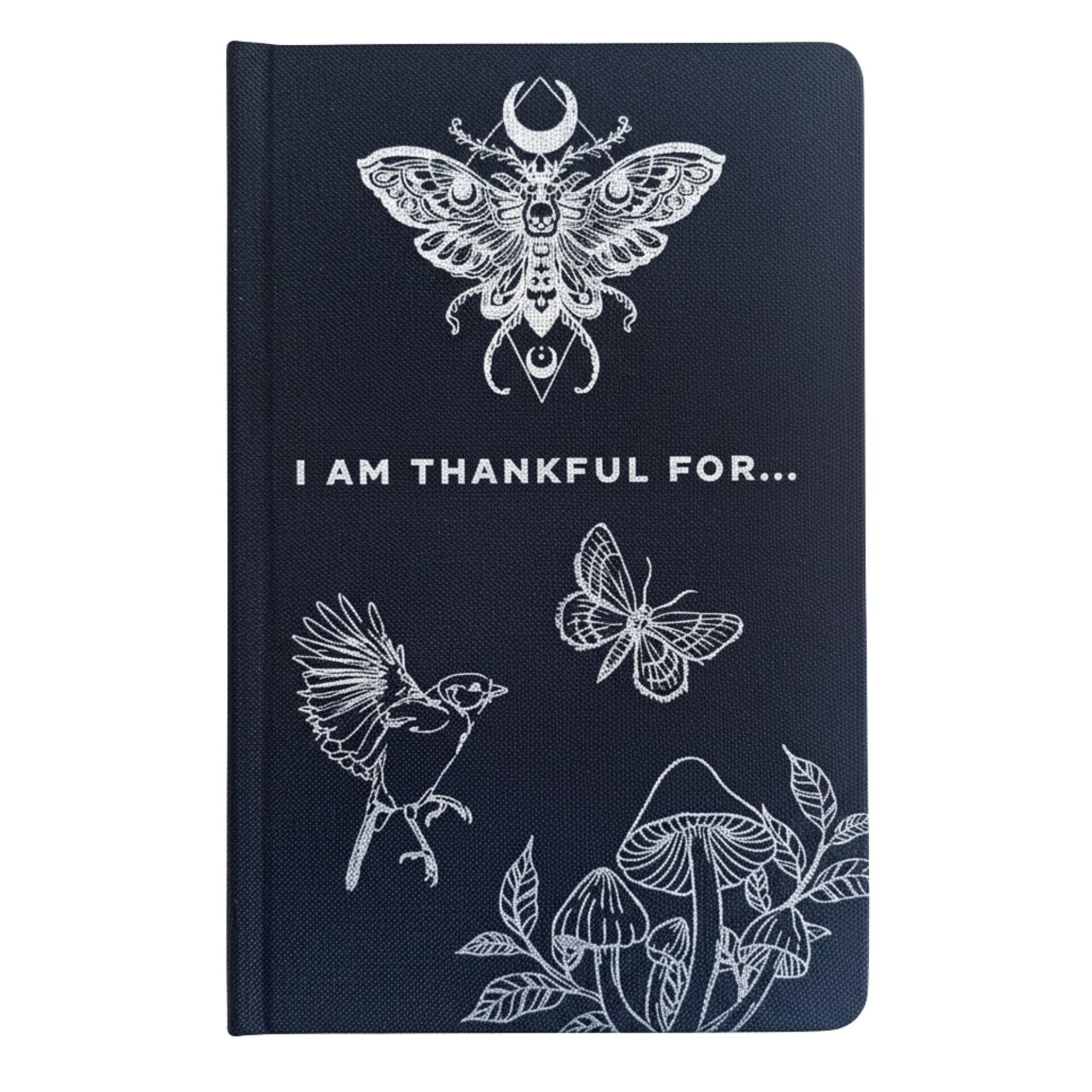 Black Gratitude Journal with Silver Lining - 120 pages - I am Thankful For