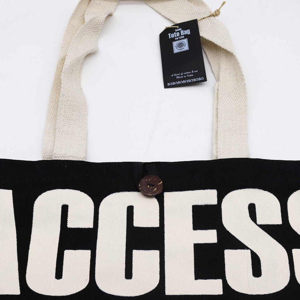 Iconic Classic Tote Bag - ACCESS ALL AREAS - Black Natural 10oz