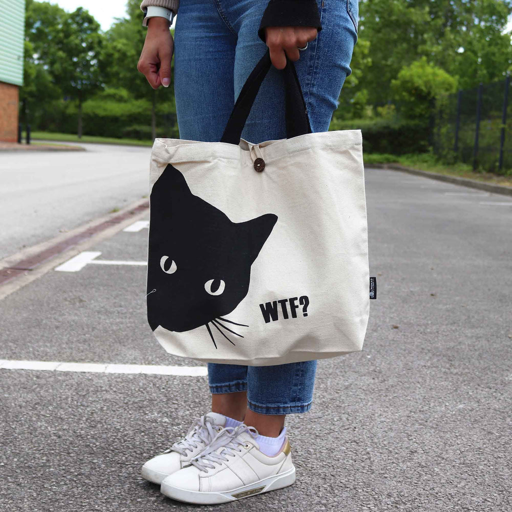 Iconic Classic Tote Bag - Black Cat - Natural 10oz